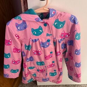 Hatley Pink Cat Print Kids Raincoat